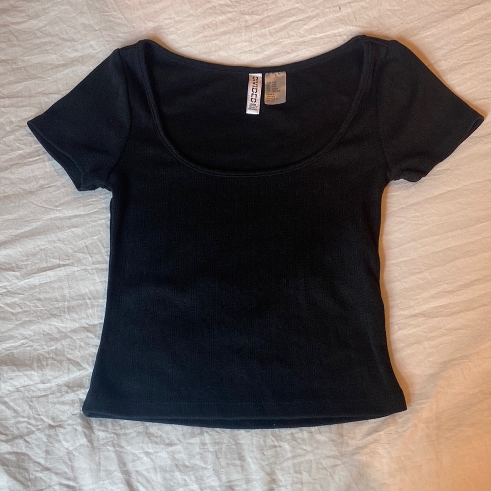 H&M Basic Black Top with Swooped Neckline